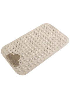 اشتري Shower Mat, Non-Slip Bath Mat with Suction Cups and Drain Holes, Foot Scrubber Mat for Bathroom, Feet Massage, 40cmx70cm (Beige) في السعودية