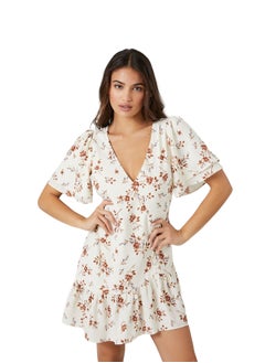 Buy Satin Floral Flounce Mini Dress in Egypt