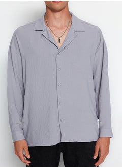 اشتري Gray Oversize Fit Open Collar Summer Linen Look Shirt TMNSS23GO00053 في مصر