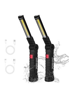 Buy Rechargeable Work Lights, 2PCS LED Work Light, with Magnetic Base and 360¡ã Rotation Stand, 5 Modes COB Bright Flashlights Inspection Light for Car Repair, Home, Garage, Emergency, BBQ, Camping in Saudi Arabia