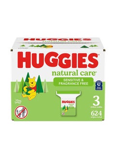Buy Natural Care Sensitive Baby Wipes, Hypoallergenic, 99% Purified Water, 3 Refill Packs (624 Wipes Total) in UAE