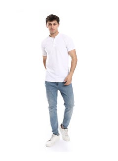 Buy Basic T-Shirt Henely Neck Men Short Sleeve _ White in Egypt