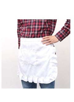 اشتري White Waist Apron Half Apron Kitchen Half Waist Apron Ruffle Chef Work Bib Maid Apron Dress Bistro Server Aprons for Waitress Cosplay Costume في الامارات