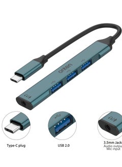 Buy ONTEN otn-9706 4 in 1 USB C to USB 3.0 Hub with 3.5mm Jack Adapter Audio Out Mic In in Egypt