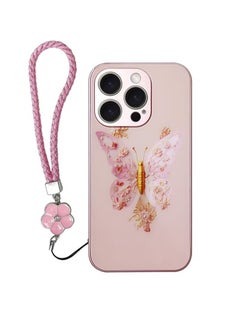 Buy iPhone 15 Pro Women Girl Case Cover With Anti-lose Chain Strap Pendant, Soft Comfortable Hold TPU Shockproof Phone Back Camera Case Protector Suitable for iPhone 15 Pro Protector Accessories in UAE