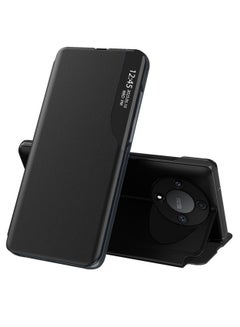 Buy Smart Mirror Window Flip Phone Auto Sleep Wake Case Cover For Honor X9b 5G 2023 Black in UAE