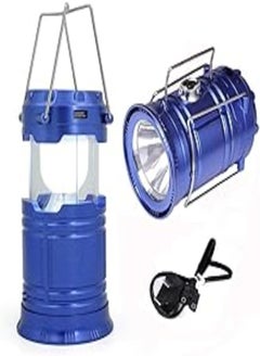 اشتري Camping Lantern LED USB Rechargeable Flashlight Tent lamp Solar energy light-BLUE في مصر