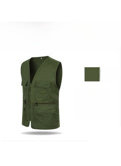 Buy Mens Custom Vest Multi-Pocket Reporter Jacket Army Green in UAE