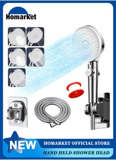 Buy Filtered Shower Head,High Pressure 5 Spray Mode Handheld Showerhead with Extra 59" Long Hose,Adjustable Bracket Holder and ON/OFF Pause Switch for Saving Water -Ideal for Dry Skin & Hair,Silver in UAE