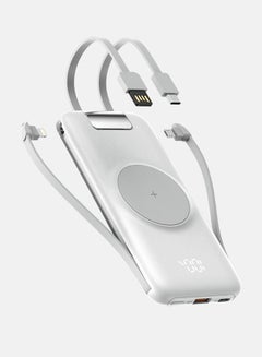 اشتري Large Capacity Portable Fast Charger Power Bank With Led Display Built in Cable 10000mah White في الامارات