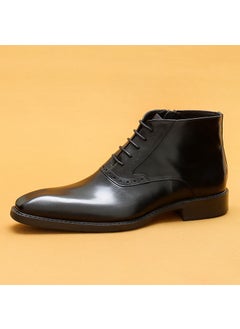 Buy Mens Genuine Leather Chelsea Boots with Zipper Black in UAE