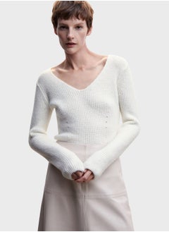 Buy V-Neck Knitted Sweater in Saudi Arabia