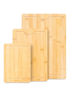 Buy Vasilek Wood Cutting Board - 3 Piece Bamboo Cutting Board Set, Wooden Cutting Boards for Kitchen with Deep Juice Groove, Side Handles - Wood Chopping Boards for Meal Prep, Meat, Vegetables, and Charcuterie - Kitchen Gadgets Gift in UAE