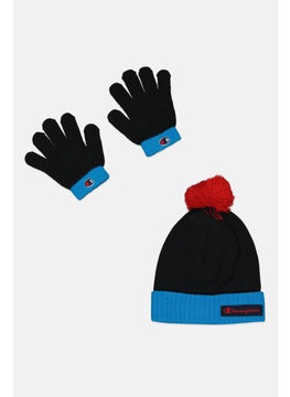 Buy Women 2 Piece Brand Logo Beanie And Gloves, Black Combo in UAE