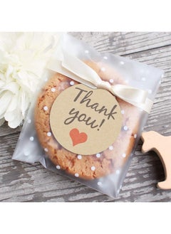 اشتري Self Adhesive Cookie Bags Treat Bags Resealable Cellophane Bags White Polka Dot Individual Cookie Bags With Thank You Stickers For Gift Giving (3.9''X3.9'' 100 Pcs) في الامارات