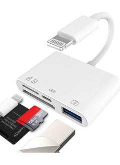 اشتري Camera Micro SD TF Memory Card Reader Lightning Male to USB3.0 Female Adapter OTG Cable for Apple iPhone 11 12 Mini max pro xs xr x se2 7 8plus Ipad air A Connector Flash Stick Drive Splitter في السعودية