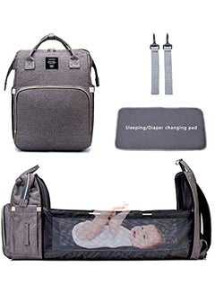 اشتري Multifunctional Mummy Bag Bassinet Foldable Functions as Diaper Bag and Changing Station(Grey) في الامارات