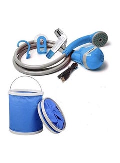 اشتري Portable Bathroom Shower Set Bath Camping Shower Indoor Outdoor Baby Shower Head Nozzle Washer Handheld Pump Kit USB Cable في الامارات
