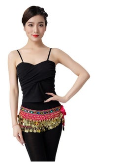 Buy Coins Pendant Diamond Waist Chain Skirt Belly Dance Tassel Waist Wrap Belt Skirts Party Rave Costume  Rose Pink in UAE