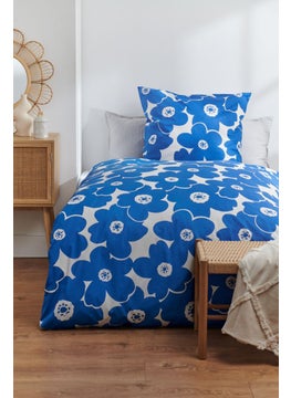 اشتري Single Printed Duvet Set 135 x 200 cm, Blue/ White في الامارات