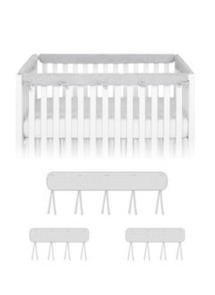 Buy 3Pcs Crib Bumper,Rail Cover, Rail Guard Rail Cover Wrapped Bed Crib Rail Guard Cover Edge Protector for Toddler Bed Rails Ultra Soft Reversible Guardrail Cover Protector in Saudi Arabia