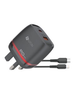 Buy SUPER CHARGER 20W PD + QC 3.0 Adapter with TYPE C - Lightning Cable - NHL21 in UAE