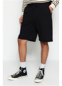 Buy Basic Men's Black Oversize/Wide Cut Rubber Waisted Lace Up Shorts in Egypt