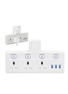 Buy Tycom Power Adapter Multi Plug Extension with 4 Ways Night Light, Extender Wall Charger Socket Multiple Electrical Outlet Adaptor, Charging Station for Home, Office -3 Way + 3 USB without Night Light in UAE