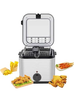 اشتري Deep Fryer 2.5L Tank Deep Fat Fryer with Viewing Window Temperature Up to 180°C Stainless Steel Chip Fryer Cold Zone Technology Removable Oil Basket Automatic Fryer 1000W (Black-B) في الامارات