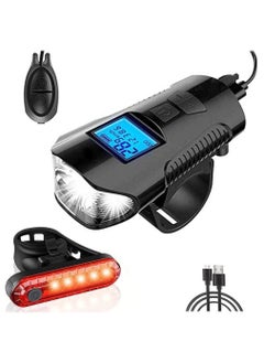 Buy Bicycle Light Set with Horn and Speedometer, USB Rechargeable LED Bike Front Light & Tail Light,IPX5 Waterproof,4 Lighting Modes Super Bright,Fits All Mountain Road Bike in Saudi Arabia