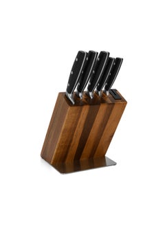 اشتري 6 Pc Knife Set NAKAJIMA With Wooden Block (420J2 Steel) في الامارات