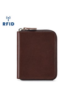 Buy Dujiang New Men's Genuine Leather Wallet Horizontal Multi-card Men's Coin Purse Vintage Short Zipper Wallet in Saudi Arabia