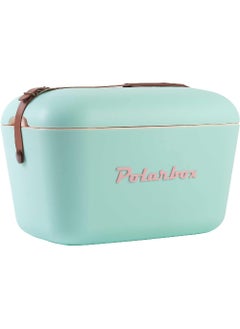 Buy Classic Cooler Box with Leather Strap, Cyan & Baby Rose Rigid Thermal Insulated Ice for Beach, Picnic Party Convertible Lid Polypropylene Insulation Cyan/Baby 20L PB-9210 in UAE