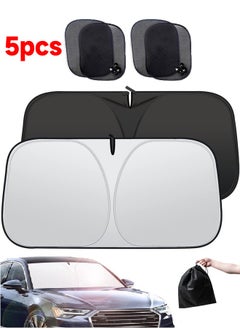 Buy 5pcs Foldable Car Window Sunshade with Storage Pouch, Front Windshield Reflective Sunshade, Car Windshield Sunshade for Sun Protection and Block UV Rays, Keep Vehicle Cooler in UAE