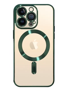 اشتري iPhone 13 Pro Clear Case with MagSafe Wireless Charging Compatible Back Cover with Electroplating Shockproof Frame Green في الامارات