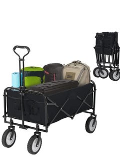 Buy Camping Cart Garden Cart Folding Trolley Cart Outdoor Wagon Collapsible with Removable Fabric Garden Camping Picnic Cart Supports Max 100kg Portable Transport Trailer (Black) in Saudi Arabia