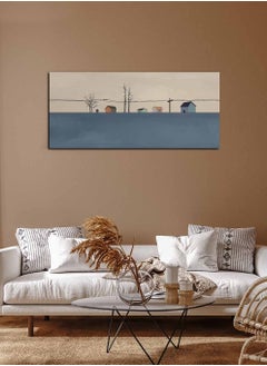 Buy Framed Canvas Wall Art Stretched Over Wooden Frame, Panorama Orientation Houses and Trees Painting, For Home, Living Room, Office Décor in Saudi Arabia