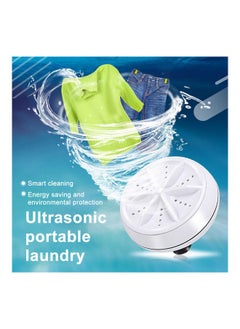 اشتري Mini Washing Machine Portable Rotating Ultrasonic Turbine Washer with USB Cable MML380647 White في الامارات