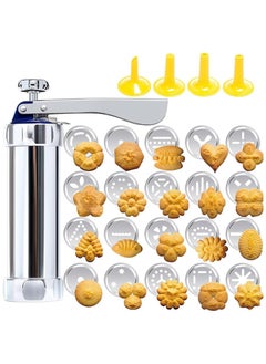 Buy Cookie Press Gun Kit, Stainless Steel Biscuit Press Maker with 20 Decorative Molds and 4 Nozzles, Homemade Baking Biscuit Tool, Cookie Press for Baking, DIY and Decoration in Saudi Arabia