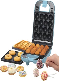 Buy Giles & Posner EK4943GSBLUN 3-in-1 Mini Treat Maker – Doughnuts, Cake Pops, Waffle Iron Machine, Non-Stick Removable Cooking Plates, Easy Clean, Compact, Children’s Baking, Sorbet, Pastel Blue, 650 W in UAE