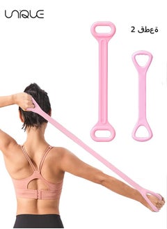 Buy 2 Pcs Fitness Resistance Band, Arm Back Training Elastic Ropes, Workout Chest Arm and Shoulder Stretch Bands Exercise Equipment for Physical Therapy, Yoga, Pilates, Stretching (Pink) in UAE