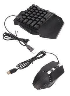 اشتري مجموعة لوحة مفاتيح للألعاب وماوس بإضاءة خلفية بيد واحدة RGB، مجموعة ماوس لوحة مفاتيح سلكية بيد واحدة مكونة من 35 مفتاحًا بإضاءة خلفية RGB ولوحة مفاتيح ألعاب صغيرة محمولة لأجهزة الكمبيوتر المحمول في الامارات