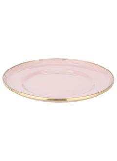 Buy Light Pink Round Serving Dish With A Golden Rim 20 Cm in UAE