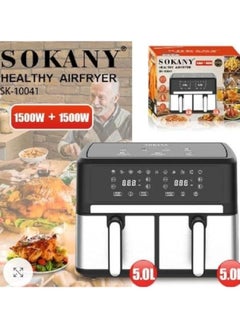 Buy Sokany Digital Air Fryer, 10 Liters, 3000 Watt, Black and Silver - SK-10041 in Egypt