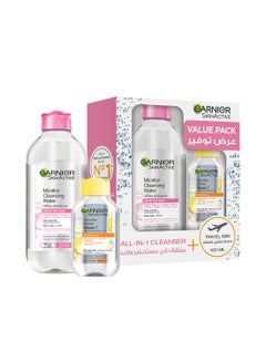 Buy Skinactive Micellar Cleansing Water Classic 400Ml + Micellar Water Bright With Vitamin C 100Ml in UAE