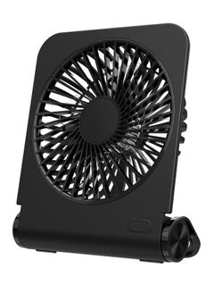 اشتري Small Desk Fan, with Strong Airflow & Quiet Operation, Rechargeable Desk Fan, 4 Speeds, Fully Foldable Table Fan, USB C Desktop Fan, Travel Fans for Holiday Portable Strong Wind, Black في الامارات