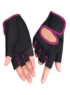 Buy Workout Gloves for Men and Women, Breathable Weight Lifting Gloves, Weight Lifting Gloves with Grip, Shorty Fingerless Gloves with Curved Open Back, for Weightlifting, Gym, Training, Cycling (L) in UAE