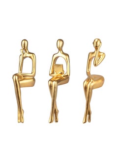 Buy 3 Pcs Gold Decor Thinker Statue, Resin Abstract Man Cutout Art Action Statue Coffee Table Decor for Home Living Room Study Office Bookshelf Ornament in UAE