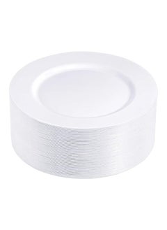 Buy 100Piece White Plastic Plates, White Disposable Hard Plates Bulk, Premium Heavy Duty Dinner Plates 10.25inch, Elegant and Fancy Wedding Party Charger Plates in Egypt