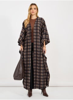 Buy Checked Pattern Wool Like Winter Cape Abaya in Saudi Arabia